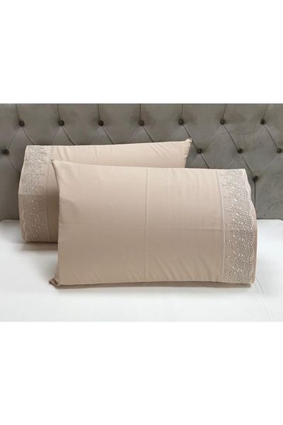 Çeyiz Bahçesi Калъфка за възглавница Lina French Laced Cappuccino от 2 части, 50 и 70 см