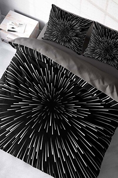 MonoHome طقم غطاء لحاف من القطن الساتان مزدوج ثلاثي الأبعاد بتصميم نجوم المجر...