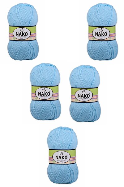 NAKO Luxury Minnoş Hand Knitting Yarn 214 Horizon Blue 5 Pack 5X100Gr