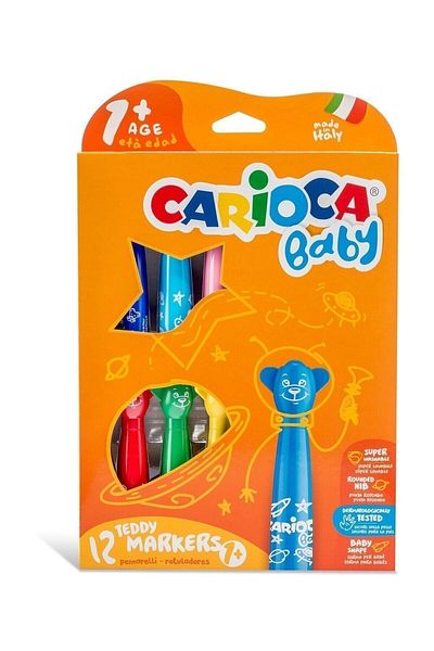 CARIOCA 12 Pieces Teddy Jumbo Baby Super Washable Crayons Set