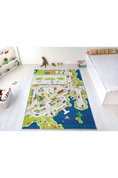 İVİ Şehir Temalı Çocuk Odası Oyun Halısı 150x220cm