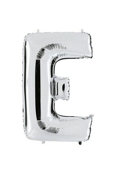 Deniz Party Store 40" Inch 100 cm (E) Letter Foil Balloon Silver Gray