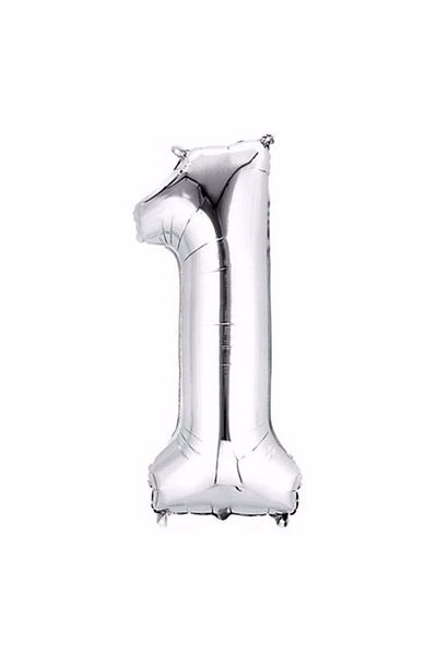 Deniz Party Store 34" Inch 76-80 Cm ( 1 ) One Number Foil Balloon Silver