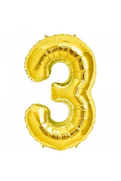 Deniz Party Store 40" Inch 100 cm (3) Three Number Foil Balloon Gold Gold