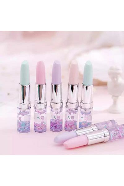 QUEEN AKSESUAR Moving Watery Star Lipstick Ballpoint Pen with Pink Lid