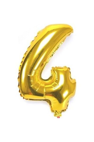 Deniz Party Store 40" Inch 100 cm (4) Four Number Foil Balloon Gold Gold