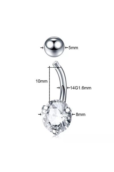 Jaida Moda Women's Zircon Stone 316l Surgical Steel Belly Piercing