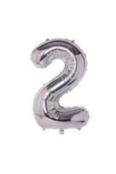 Deniz Party Store 34" Inch 76-80 Cm ( 2 ) Two Number Foil Balloon Silver