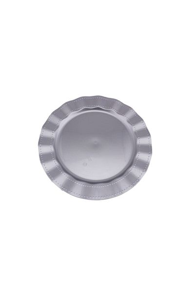 Eminonutoptanci Silver Luxury Plastic Mica Round Plate 26 cm 6 Pieces