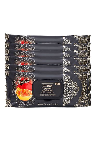 Deep Fresh Oriental Wet Wipes Amber 6 x 120 Sheets