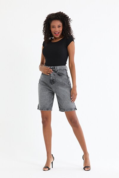 cracpot Kadın Siyah Slouchy Şort (kemer Dahil)