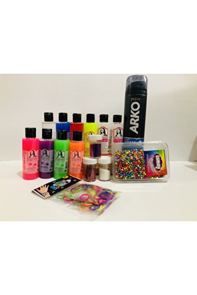 Monalisa Slime Yapma Seti 8 Renk 70ml Slime, 2 Adet Sıvı Boraks, Sim,renkli L...