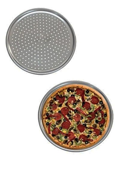 KHAKMA Perforated Pizza Tray & Lahmacun & Pita Tray 36cm 2 Pieces