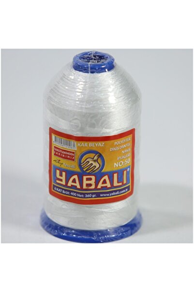 Yabalı خيط دانتيل ملف صاروخي رقم 50 أبيض عادي 6 طبقات