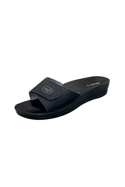 Ceyo Women's Black Minerva Velcro Orthopedic Slippers