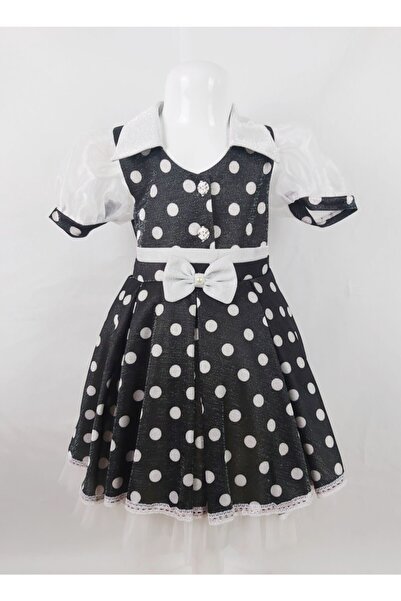 ÖFİ Kids فستان بناتي ذو ياقة وأزرار لامعة ومنقط