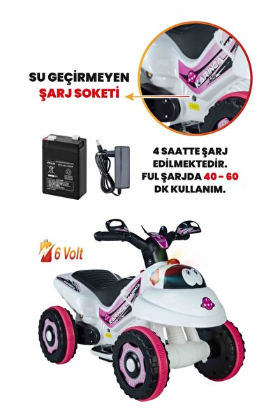 UJ Toys Müzikli Ve Led Işıklı Karınca Akülü Atv 6v-beyaz Prenses