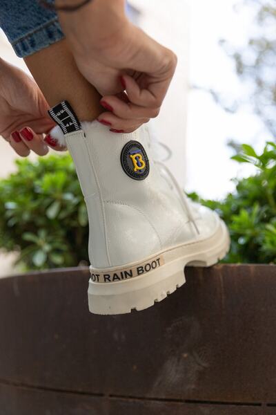 LuviShoes 1510 White Patent Leather Women's Boots