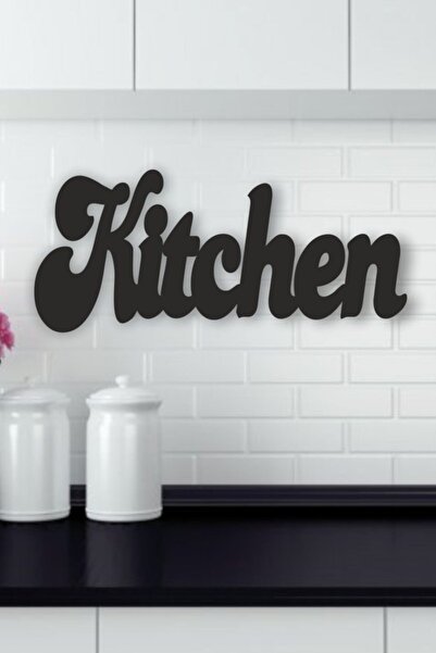 NT Handmade Siyah Ahşap Kitchen Dekoratif Duvar Yazısı Dekoru - Mutfak Cafe I...