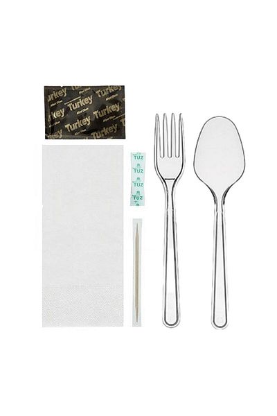 Kaann Grup 6-Piece Luxury Plastic Fork and Spoon Set - 50 Pieces