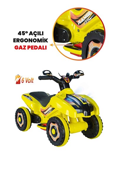 UJ Toys Müzikli Ve Led Işıklı Akülü Atv 6v Ranger Sarı