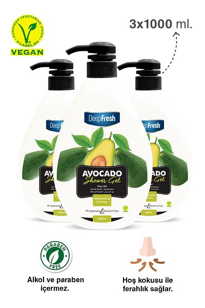 Deep Fresh Shower Gel Avocado 3 X 1 Lt