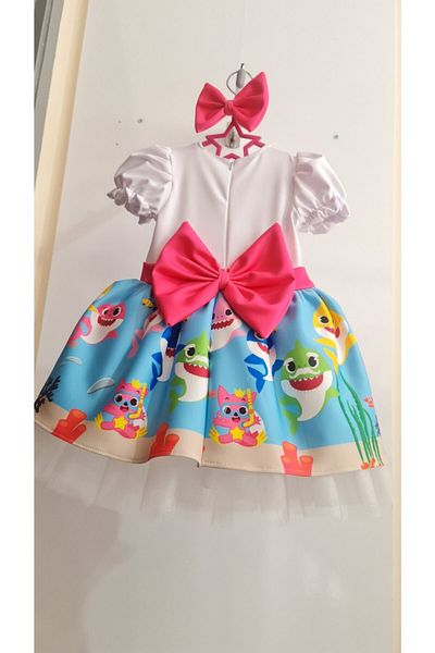 NA ADDESIGN Rochie pufoasă din tul cu rechin albastru pentru fetiță