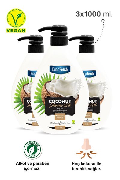 Deep Fresh Shower Gel Coconut 3 X 1 Lt