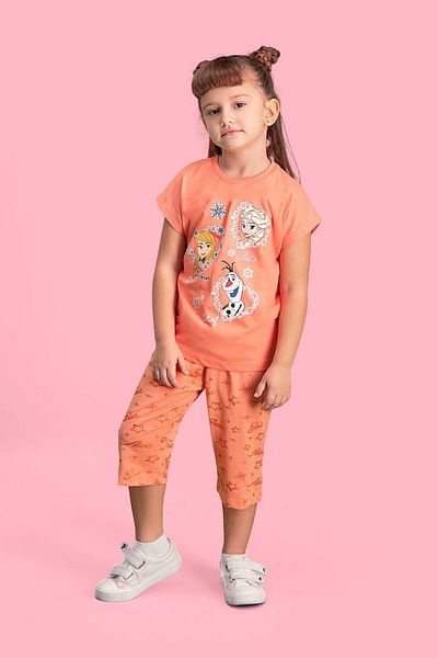 Frozen Frozen Elsa - Frozen Licensed Yavruağzı Girl's Capri Set