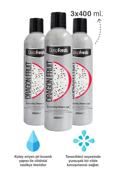 Deep Fresh Purifying Shower Gel Dragon Fruit 3 X 400 Ml