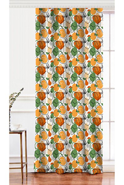 Realhomes Tek Kanat Renkli Zemin Üzerinde Onedraw Çizimki Meyva Desenli Dijit...