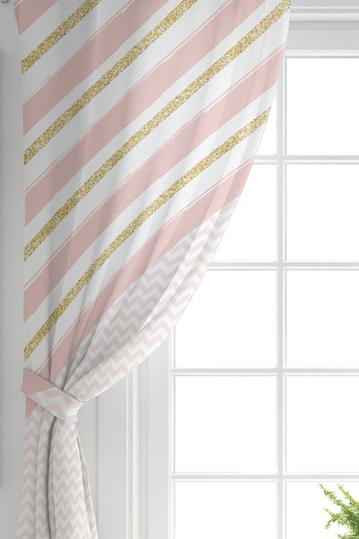 Realhomes Cortina de fundal imprimată digital cu desen geometric detaliat auriu pe fundal colorat cu o singură aripă