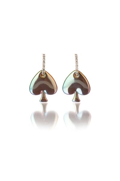 Leerybee Chrome Yellow Green Fuchsia Blue Mixed Color Antiallergic Spade Earr...