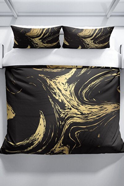 PerlaSera Black Design 3d Бавовняний сатеневий двоспальний комплект постільної білизни
