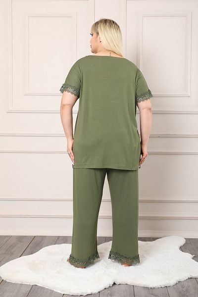 XL Modam Women's Green Short Sleeve Plus Size Pajama Set