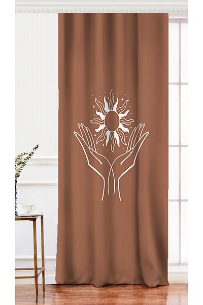 Realhomes Pastel On The Background - Hand Silhouette Single Wing Digital Printed Curtain with Onedraw Drawing