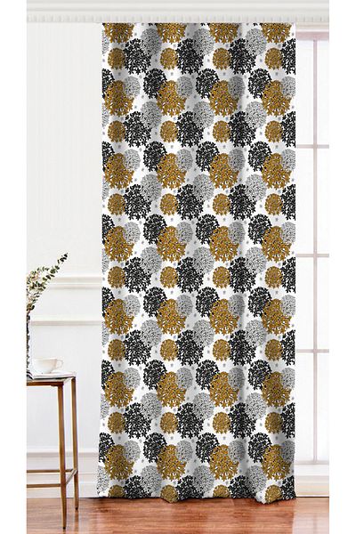 Realhomes Colorful Flower Pattern Digital Printed Background Curtain on Single Wing White Background
