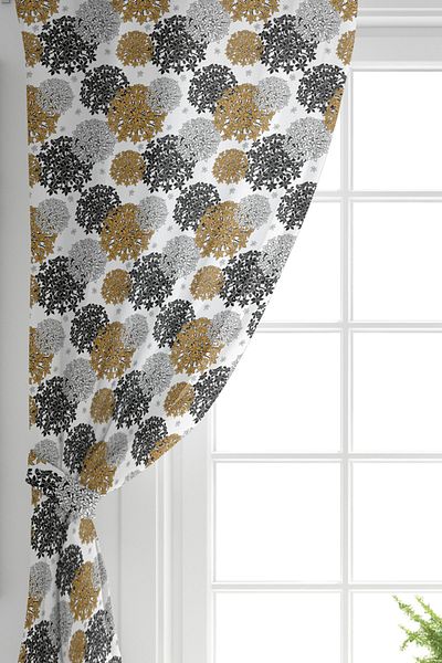 Realhomes Colorful Flower Pattern Digital Printed Background Curtain on Single Wing White Background