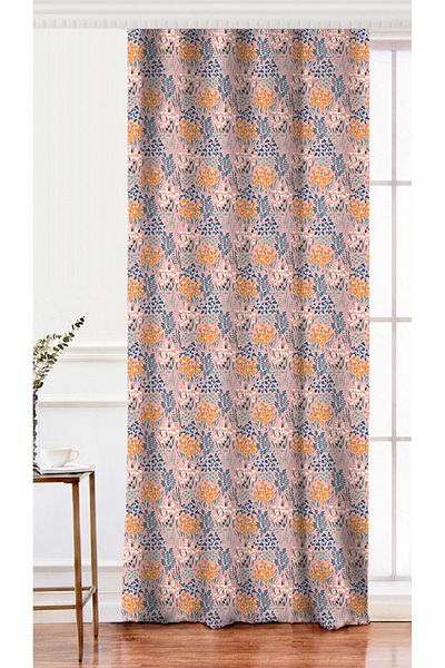 Realhomes Flower Patterned Digital Printed Background Curtain with Onedraw Drawing on Single Wing Colorful Backdrop