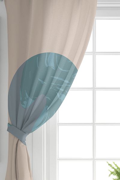 Realhomes Antique Patterned Digital Printed Background Curtain on Beige Single Wing Pastel Backdrop