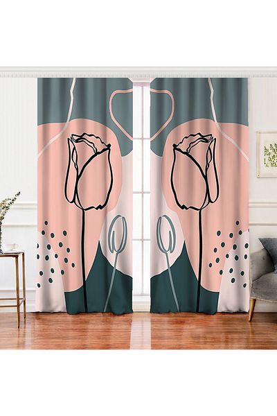 Realhomes Double Wing Bohemian Special Design Digital Printed Background Curtain