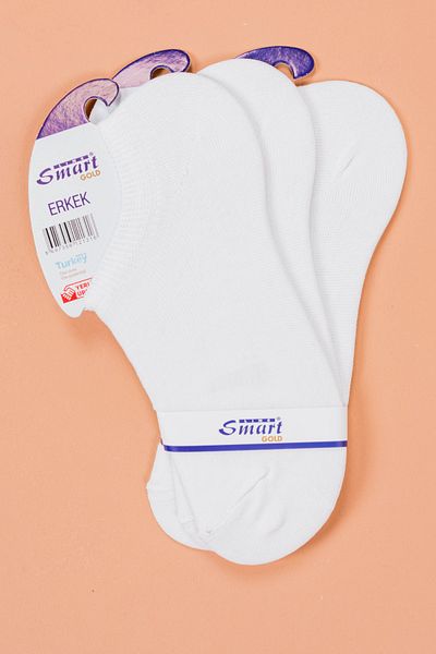 Line Smart Pachet de 3 șosete albe, din bumbac, pentru bărbați