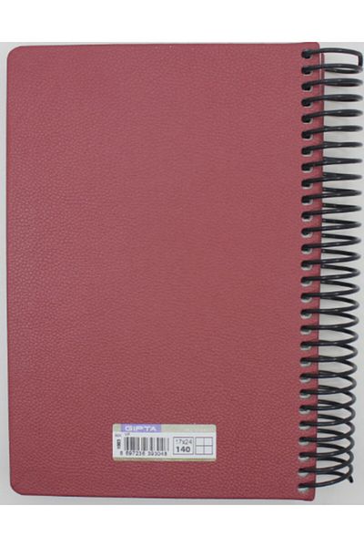 Gıpta Vip Spiral Leather Cover Notebook 17x24 140 Sheets Checkered Dark Red