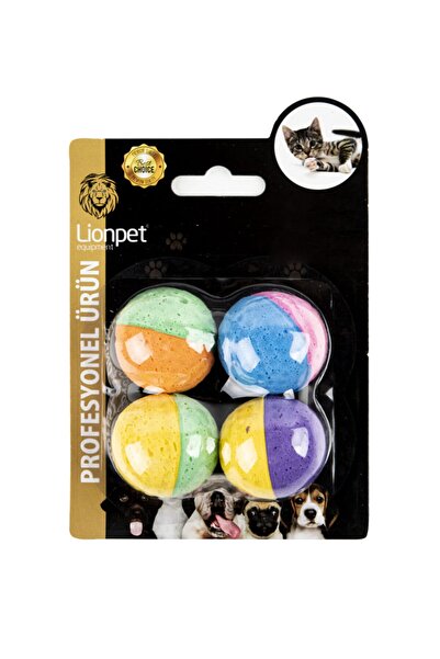 Lion Pet Kedi Oyuncağı Sünger Top 4 Lü