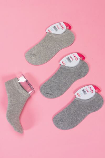 Line Smart 3-Piece Women's Cotton Summer Snekers Gray Socks