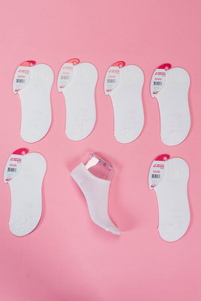 Line Smart Pachet de 6 șosete albe, adidași din bumbac de vară