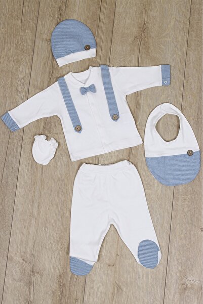 Bebbemini Baby Boy Light Blue Newborn Natural Organic Cotton Hospital Exit