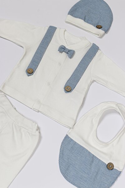 Bebbemini Baby Boy Light Blue Newborn Natural Organic Cotton Hospital Exit