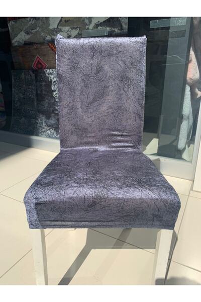 Madame Blue Catifea de mătase cu model de vene 6 piese husă pentru scaun cel mai mare dimensiune lycra țesătură elastică antracit