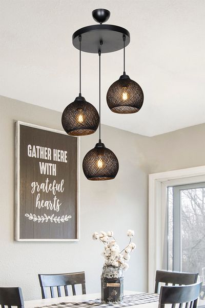 Gloria Black Ball 3-Piece Chandelier Circle Set